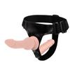 Pantalones de Cuero Portátiles de Silicona Orissi Dildo Artificial Pantalones de Tracción Lesbianos Dildo Pene de Doble Cabeza Juguete Sexual para Adultos