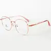 Novos Armações de Óculos Redondas de Metal Coreanas e Japonesas com Proteção contra Luz Azul, Lentes Neutras, Decoração com Contas Redondas, Visual Simples, Armações de Óculos para Miopia