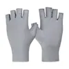 Guantes finos de spandex para hombre y mujer de primavera y otoño, protección solar, elásticos, medio dedo, dos dedos táctiles, para conducir, montar, trabajo al aire libre
