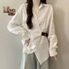 Top único y elegante de estilo coreano para ceñir la cintura para mujer, nueva camisa exterior de manga larga de moda para commuting, primavera y otoño 2026