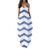 Vestido longo feminino plus size da Amazon para o verão europeu e americano de 2021, vestido estampado sexy com decote profundo e alça longa