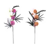 Ramos de flores artificiales al por mayor transfronterizos, decoraciones para fiestas de Halloween, hojas de arce negras, ramas de calabaza con purpurina