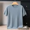 Camiseta de Punto para Hombre de Manga Corta, Cuello Redondo, Color Sólido, 100% Cachemira, Informal, Manga Media, Nuevo Estilo Primavera y Otoño 2025, Cómoda y Versátil
