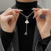 Cadena para suéter en forma de abanico con micro incrustaciones de circonitas para mujer, otoño e invierno, temperamento simple, collar versátil, nicho de lujo ligero, cadena para clavícula de alta gama