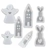 Moldes de Silicona para Casa de Conejos Grande y Pequeña, Moldes para Adornos de Yeso de Corazón y Ángel, Moldes de Resina de Pascua al por Mayor