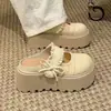 Zapatillas versátiles de estilo francés con lazo y punta cerrada, adecuadas para combinar con faldas, para mujeres petite, con suelas gruesas para aumentar la altura, nuevo modelo primavera/verano 2026