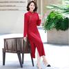 Vestido Cheongsam Outono da Mamãe Estilo Diário Vestido de Casamento para Sogra Vestido de Casamento Vestido de Manga Longa para Mulheres de Meia-Idade e Idosas