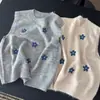 ¡Parece adelgazante cuando se usa! Chaleco tejido de orquídea pequeña tridimensional, un nuevo estilo de primavera/otoño que es juvenil, versátil y sin mangas