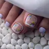 Arte de Unha Roxo Simples para Unha do Pé Margarida Flor Colorida Adesivos para Unha do Pé Venda por Atacado Unhas Vestíveis Transfronteiriças