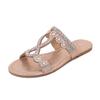 Sandalias Bohemias Nuevas de Primavera 2025 de Punta Redonda Sandalias Planas Sandalias para Mujer con Pedrería Transfronterizas de Talla Grande Sandalias para Mujer