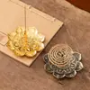 Porta incienso de metal tipo loto estilo Tíbet, pinza de incienso de loto auspiciosa de los ocho tesoros, porta incienso multifuncional, porta varillas de incienso estilo antiguo, adorno de arte para incienso