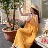 Vestido Bohemio Amarillo de Tirantes para Mujer Verano Dali Yunnan Turismo Vacaciones Junto al Mar Dopamina Vestido de Playa