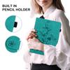 Funda de cuero plana para iPad Air de 13 pulgadas Samsung Tab S10FEplus soporte para tarjetas flor de lirio esmerilado
