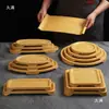 Plato para Olla Caliente de Melamina Comercial Sukiyaki Rectangular Plato para Carne Plato para Buffet Barbacoa Japonesa y Plato de Madera con Grano de Madera para Carne