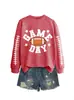 Amazon eBay sitio independiente de moda y único para mujer día de partido colorido fútbol cuello redondo manga larga sudadera