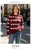Cárdigan de Punto Jacquard con Patrón de Corazones para Otoño/Invierno Transfronterizo 2026 con Lana, Suéter Holgado de Cuello V, Abrigo Casual de Moda