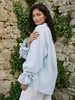 Camisa de Algodão Puro com Cadarço Transfronteiriça para Mulheres Primavera e Outono 2026 Estilo Commuter Europeu e Americano Leve Solta Casual Camisa Feminina