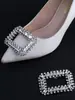 Sapatos Femininos de Salto Alto com Fivelas de Sapato de Strass Metálico, Acessórios Decorativos Removíveis, Flores de Sapato de Encaixe, Acessórios de Sapato Versáteis