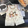 [10A Antibacteriano] Conjunto de Chaleco de Lyocell para Niños, Estilo Delgado de Verano, Conjunto de Dos Piezas sin Mangas y Shorts para Niños y Niñas
