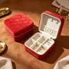 Caja de joyería portátil directa de fábrica con espejo, caja de joyería de lujo de alta gama, caja de almacenamiento de pulsera de cristal, collar, pendientes al por mayor