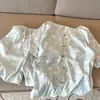 Pijama fofo com estampa integral de ganso para mulheres, conjunto de shorts e blusa de manga curta com gola redonda para o verão, roupa de casa macia e adorável estilo princesa, adequado para sair