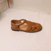 Sandalias de Moda Verano 2025 de Piel de Cabra Ligeras, Cómodas, Transpirables, Antideslizantes, Trenzadas, Estilo Retro Francés, Piel Genuina Original