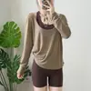 Top esportivo de manga longa de secagem rápida recomendado para yoyo para mulheres, treinamento de fitness, roupa de ioga para primavera e verão, top de treinamento para corrida, Pilates
