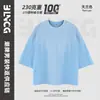 Camiseta masculina de marca BG da moda, verão 230g, algodão puro levemente lavado, com efeito desgastado, estilo americano, unissex, tamanho grande
