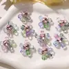 Brincos de Cristal Transparente em Cubo Coloridos com Flor de Strass para Mulheres, Broches, Acessórios para Chapéu, Acessórios para Fivela de Sapato