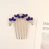 Peine Retro de Moda Estilo Chino con Pedrería y Piedras Preciosas, Pasador de Cinco Dientes para Moño Alto Hanfu de Mujer, Accesorio para el Cabello Versátil de Alta Gama
