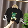 Ropa Nueva de Niños para Primavera y Otoño Camiseta de Manga Larga de Algodón Puro con Estampado de Dibujos Animados para Niños Elegante Versátil Holgada Capa Base Superior