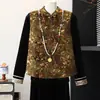Nuevo conjunto de otoño estilo chino para madres, nuevo modelo 2026, conjunto de tres piezas de terciopelo dorado para primavera y otoño de mujeres de mediana edad y mayores con chaleco tradicional estilo chino