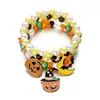 2025 Novo Elemento de Halloween Abóbora Fantasma Pulseira Design Feminino Colorida Elástica com Contas Pulseira Atacado
