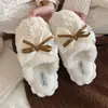 Pantuflas de algodón antideslizantes para mujer, con lazo de felpa y luna, para el hogar, de invierno, para estudiantes