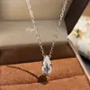 Collar de Cadena para Clavícula Pequeño con Colgante de Gota de Agua y Almendra Chapado en Oro con Circonita, Moda Vintage de Lujo Ligero, Estilo Retro