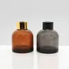 Botella Aromática Redonda Marrón de 100 ml para Aromaterapia sin Fuego Difusor Volátil de Ratán de Moda Botella de Vidrio para Aromaterapia en Casa