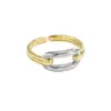 Anillo Abierto Ajustable Andy Wen para Mujer, Combinación de Colores Dorado y Plateado, Diseño Geométrico Irregular para el Dedo Índice