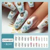Blanco Primavera Margarita Ballet Viento Arte de Uñas Parche de Uñas Postizas Largas Venta al por Mayor Caliente de Europa y América Piezas de Uñas para Usar