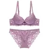 Conjunto de sujetador de encaje sexy transfronterizo europeo y americano para pechos pequeños para que parezcan más grandes, con efecto push-up, talla grande y soporte lateral para el pecho