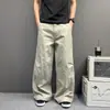 Jeans de trabajo lavados gris claro para hombre, primavera y otoño, pantalones rectos holgados de estilo urbano, pantalones largos casuales vintage