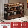 Suporte de Armazenamento para Conjunto de Chá Prateleira Pequena de Mesa Simples com Múltiplos Compartimentos Suporte para Bule Gabinete de Armazenamento para Folhas de Chá Novo Estilo Chinês