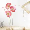 Elegantes Pegatinas de Pared Autoadhesivas de Flores y Mariposas Estilo Rosa para Niña Habitación Dormitorio Pegatina Decorativa de Mesita de Noche BR0711E