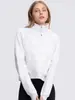 Top Deportivo Otoño Invierno para Mujer Manga Larga Media Cremallera Cuello Alto Polar Grueso Sudadera Deportiva Yoga Chaqueta de Algodón Cálida
