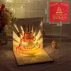 Bolo Musical de Aniversário Cartão de Cumprimentos Estéreo Escultura em Papel com Luz Cartão de Mensagem de Bênção Criativa Feito à Mão Venda por Atacado Presente