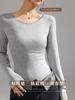 Camiseta Básica Modal com Gola Redonda para Mulheres, Manga Longa, Nova 2026, Início da Primavera e Outono, Slim Fit, Top Fino