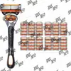 Navaja de afeitar de calidad alemana, hoja de 6 capas, soporte universal para navaja de afeitar manual Gillette, estilo antiguo, de seis capas