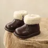 Zapatos de Algodón para Bebé de Invierno Más Terciopelo Botas de Nieve para Bebés y Niños Pequeños Botas de Algodón para Niñas Botas de Cuero Estilo Coreano Botas Martin de Terciopelo para Niños