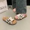 Sandalias Casuales de Cuero con Hebilla y Suela Gruesa para Mujer, Calzado Versátil para Exteriores de Verano 2025, Sandalias Elegantes para Vacaciones