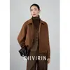 Jaqueta Curta Masculina de Cor Sólida com Gola Lapela e Manga Longa Estilo Retrô Americano para Mulheres Nova Coleção Outono/Inverno 2026 Casual Solta Emagrecedora