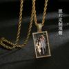 Collar con colgante cuadrado largo estilo hip hop con personalidad europea y americana, diseño con temperamento, joyería de diamantes de nicho de moda para mujer.